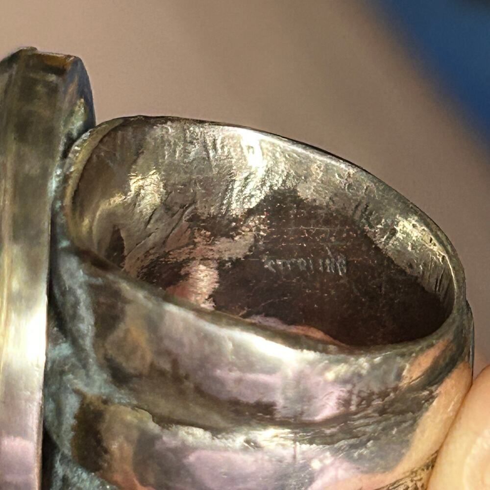 Handmade Victoria Carlson Sterling Silver Landscape Painting Statement Ring 8.5 - Picture 5 of 10